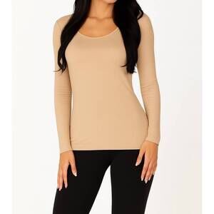NEW ANGEL APPAREL long sleeve scoop neck tee in sand